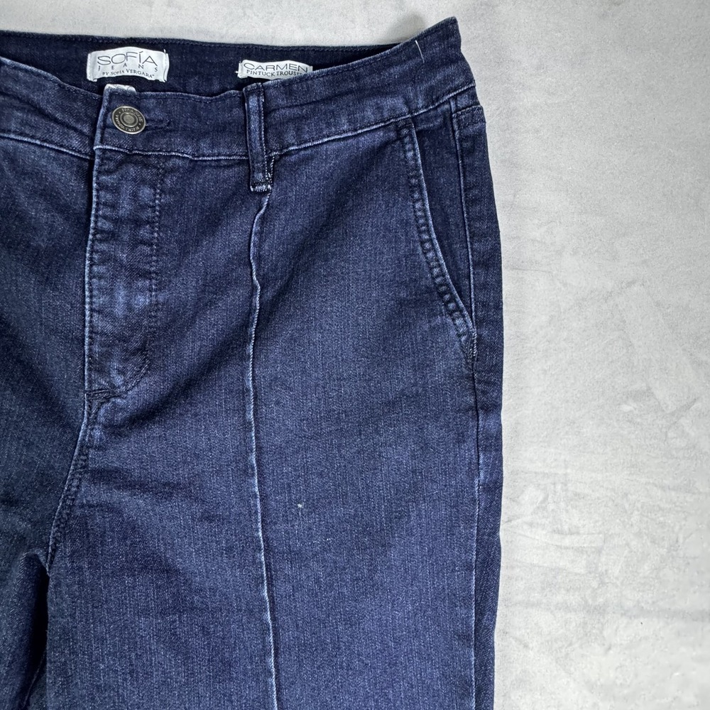 Sofia Jeans Carmen Pintuck Trouser Jeans Womens Blue Denim All Day‎ Comfort 12S - Picture 5 of 16
